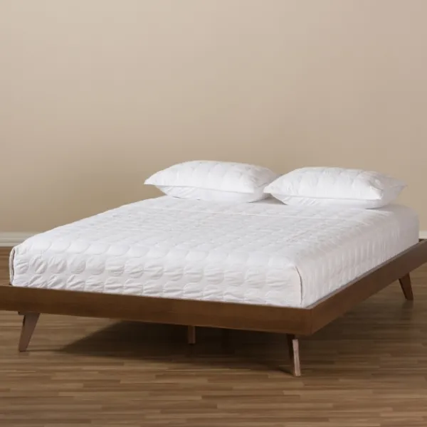 Beds & Headboards-Kirkland's Home Benjamin Walnut Tapered Leg King Bed Frame Brown