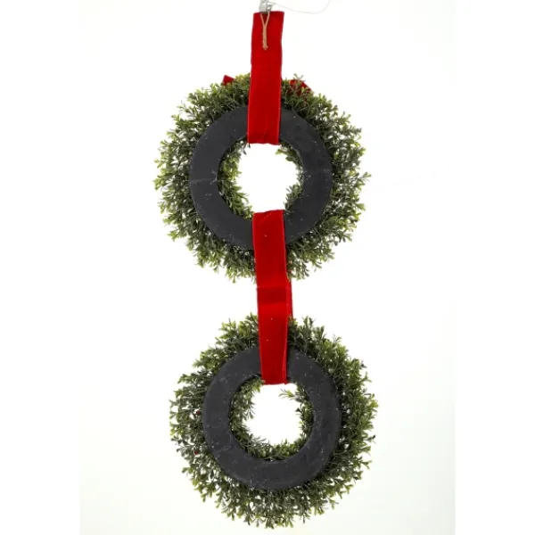 Wreaths-Kirkland's Home Berries And Boxwood Double Wreath Green/Red