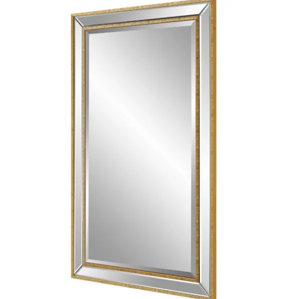 Decorative Mirrors-Kirkland's Home Beveled Rectangular Wall Mirror Gold