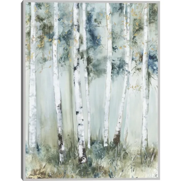 Framed Art-Kirkland's Home Birch Blue Forest Framed Canvas Art Print White/Blue/Green