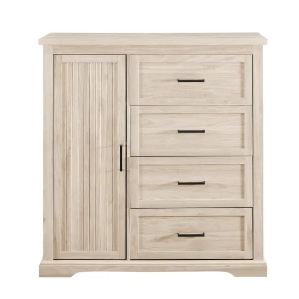 Dressers & Chests-Kirkland's Home Birch Grooved 4-Drawer Dresser With Wardrobe Tan