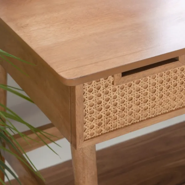 Office Furniture-Kirkland's Home Birch Wood And Rattan Desk