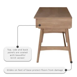 Office Furniture-Kirkland's Home Birch Wood And Rattan Desk