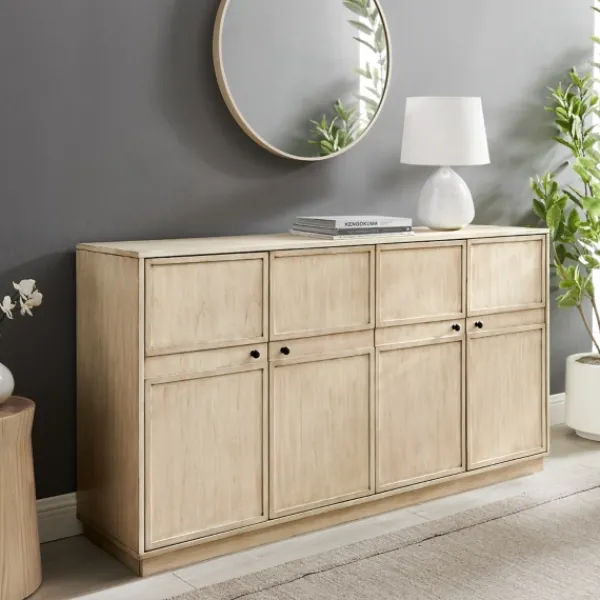 Cabinets & Sideboards-Kirkland's Home Birch Wood 4-Door Sideboard Ivory