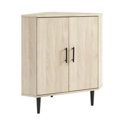 Cabinets & Sideboards-Kirkland's Home Birch Wood Finish Corner Cabinet Tan