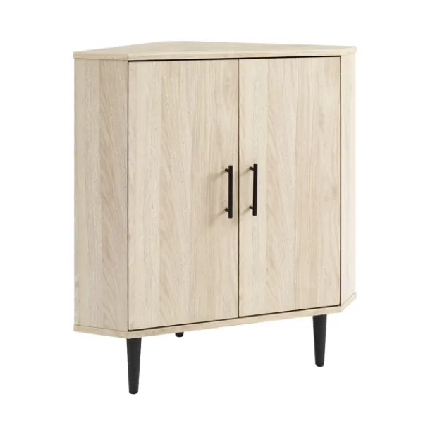 Cabinets & Sideboards-Kirkland's Home Birch Wood Finish Corner Cabinet Tan