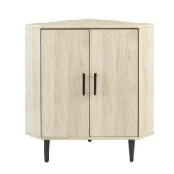 Cabinets & Sideboards-Kirkland's Home Birch Wood Finish Corner Cabinet Tan