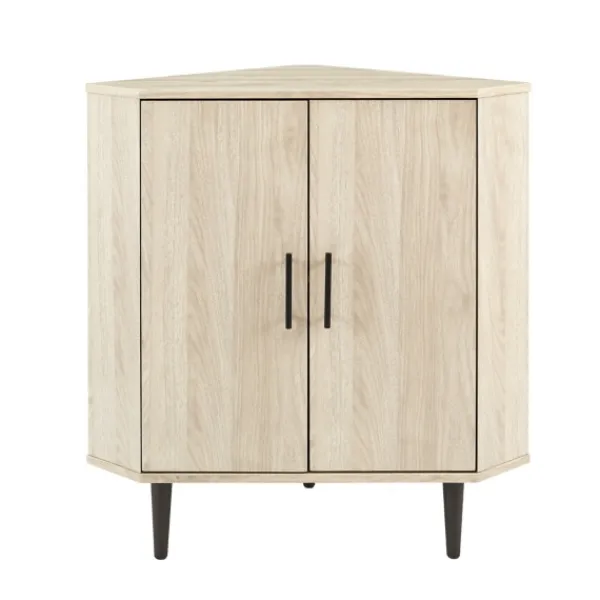 Cabinets & Sideboards-Kirkland's Home Birch Wood Finish Corner Cabinet Tan