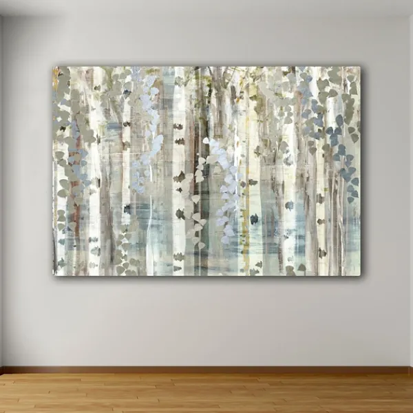 Canvas Art-Kirkland's Home Birch Wood Meadow Giclee Canvas Art Print Gray/Blue