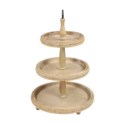 Decorative Trays-Kirkland's Home Birch Wood 3-Tiered Tray Tan