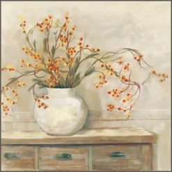 Canvas Art-Kirkland's Home Bittersweet Bouquet Framed Canvas Art Print Tan