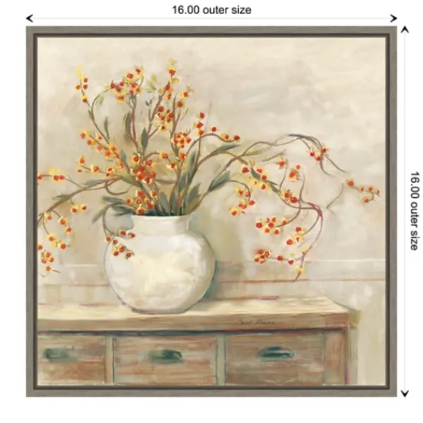 Canvas Art-Kirkland's Home Bittersweet Bouquet Framed Canvas Art Print Tan