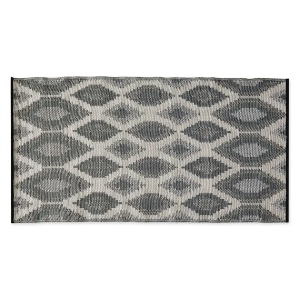 Outdoor Rugs-Kirkland's Home Black & Gray Diamond Stripe Outdoor Area Rug, 4X6 Black/Gray