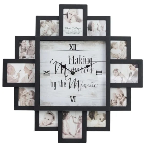 Clocks-Kirkland's Home Black 12 Photo Frame Collage Clock