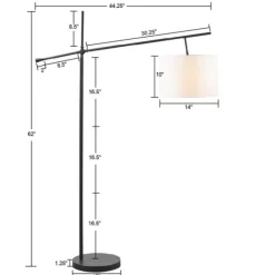 Floor Lamps-Kirkland's Home Black Adjustable Arm Modern Floor Lamp White