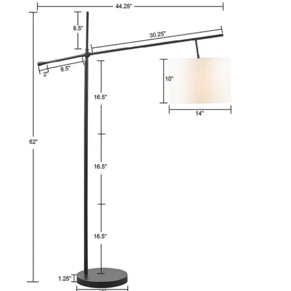 Floor Lamps-Kirkland's Home Black Adjustable Arm Modern Floor Lamp White