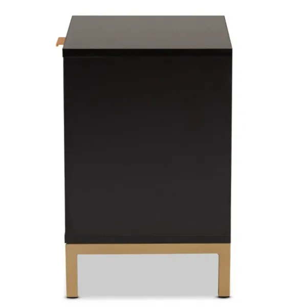 Nightstands-Kirkland's Home Black And Brown Single Drawer Nightstand Black/Brown