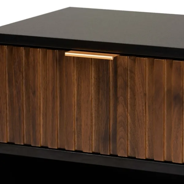 Nightstands-Kirkland's Home Black And Brown Single Drawer Nightstand Black/Brown