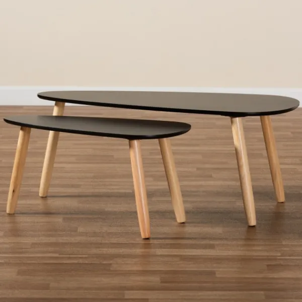 Coffee Tables-Kirkland's Home Black And Brown Wood Coffee Tables, Set Of 2 Black/Brown