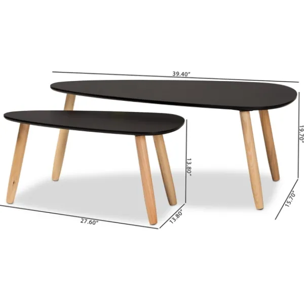 Coffee Tables-Kirkland's Home Black And Brown Wood Coffee Tables, Set Of 2 Black/Brown