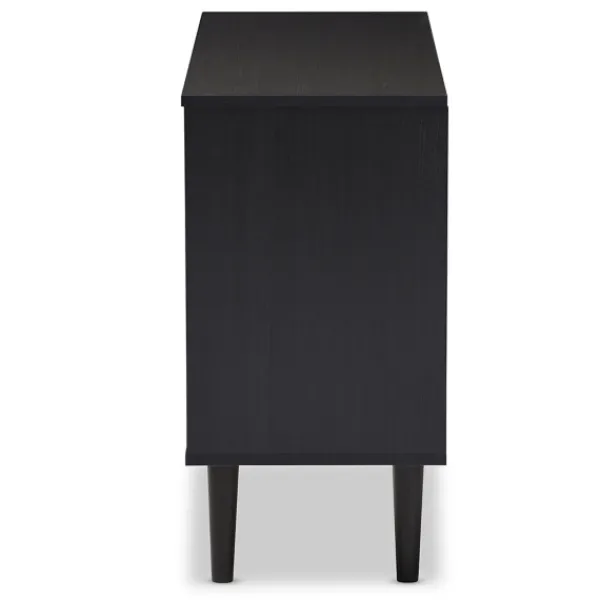 Cabinets & Sideboards-Kirkland's Home Black And Brown Wood Open Shelf Cabinet