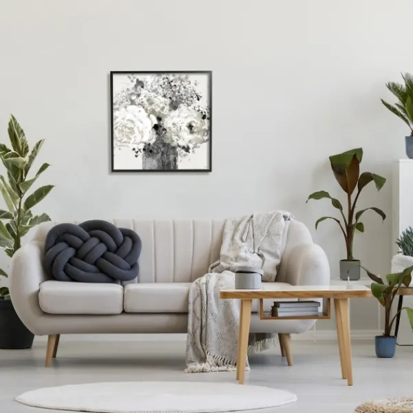 Canvas Art-Kirkland's Home Black And Cream Abstract Floral Canvas Art Print Black/Ivory