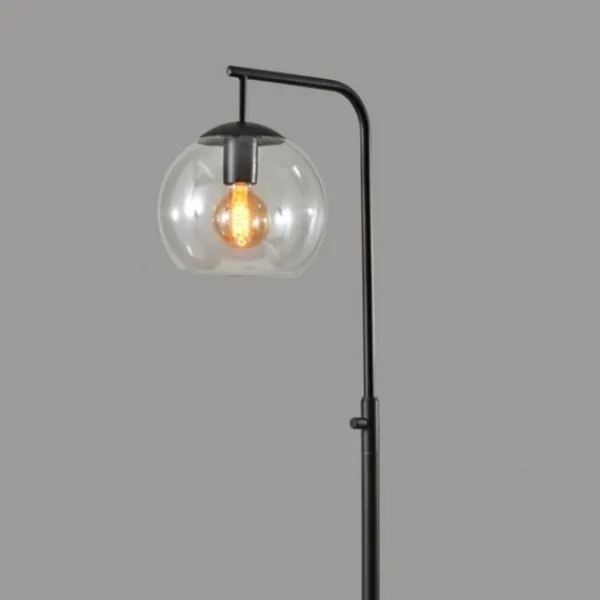Floor Lamps-Kirkland's Home Black And Glass Globe Shade Floor Lamp Clear