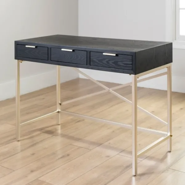Office Furniture-Kirkland's Home Black And Gold Blake Desk