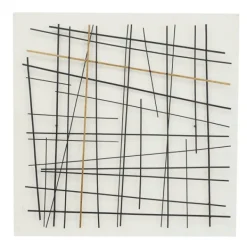 Wall Plaques-Kirkland's Home Black And Gold Iron Abstract Lines Plaque White/Gold/Black