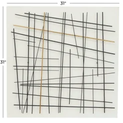 Wall Plaques-Kirkland's Home Black And Gold Iron Abstract Lines Plaque White/Gold/Black