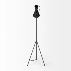 Floor Lamps-Kirkland's Home Black And Gold Lined Metal Tripod Floor Lamp Black/Gold