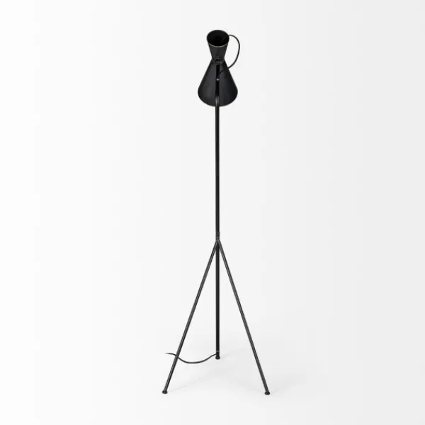 Floor Lamps-Kirkland's Home Black And Gold Lined Metal Tripod Floor Lamp Black/Gold