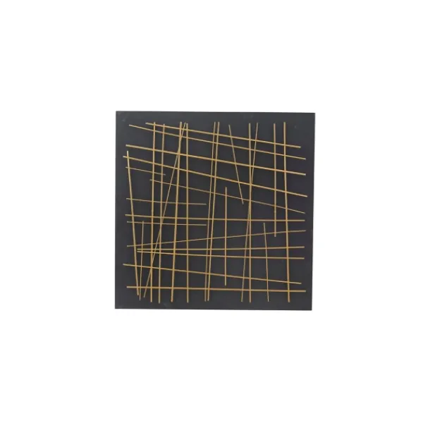 Wall Plaques-Kirkland's Home Black And Gold Metal Grid Wall Plaque Black/Gold