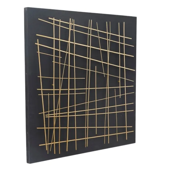 Wall Plaques-Kirkland's Home Black And Gold Metal Grid Wall Plaque Black/Gold