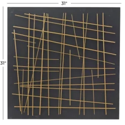 Wall Plaques-Kirkland's Home Black And Gold Metal Grid Wall Plaque Black/Gold