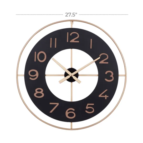 Clocks-Kirkland's Home Black And Gold Open Frame Axis Clock