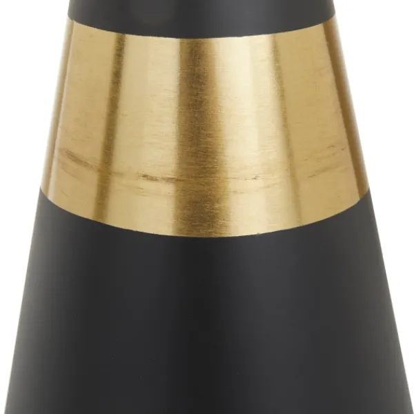 Vases-Kirkland's Home Black And Gold Reverse Cone Vases, Set Of 2 Black/Gold