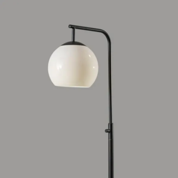 Floor Lamps-Kirkland's Home Black And Milky White Globe Shade Floor Lamp Black/White