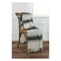Blankets & Throws-Kirkland's Home Black And Natural Colorblock Chevron Throw Black/Tan