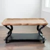 Coffee Tables-Kirkland's Home Black And Natural Corina Scalloped Coffee Table Black/Tan