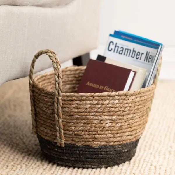 Baskets & Boxes-Kirkland's Home Black And Natural Rattan Woven Baskets, Set Of 2 Tan/Black