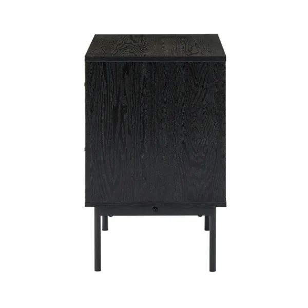 Nightstands-Kirkland's Home Black And Natural Wood 2-Drawer Nightstand