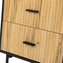 Nightstands-Kirkland's Home Black And Natural Wood 2-Drawer Nightstand