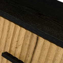 Nightstands-Kirkland's Home Black And Natural Wood 2-Drawer Nightstand