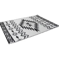 Outdoor Rugs-Kirkland's Home Black And White Aztec Outdoor Area Rug, 4X6 Black/White