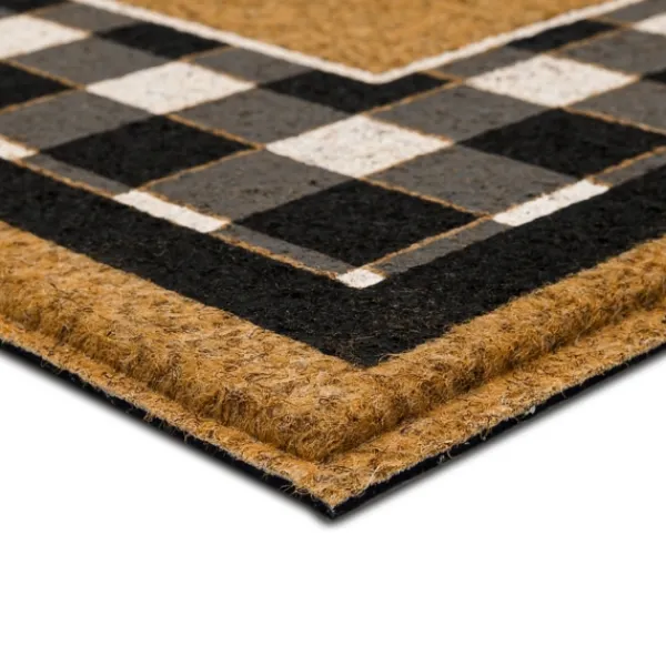 Doormats-Kirkland's Home Black And White Buffalo Check Welcome Doormat Black/White