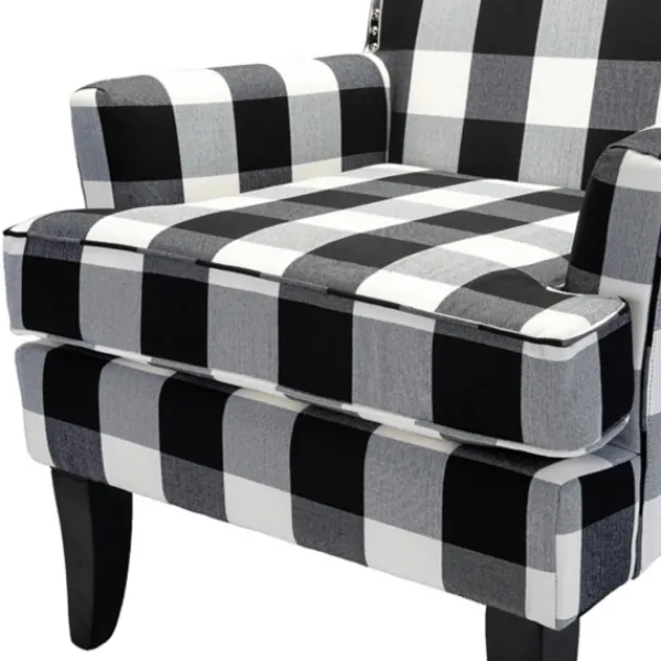 Accent Chairs-Kirkland's Home Black And White Buffalo Check Armchair Black/White