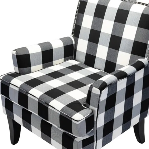 Accent Chairs-Kirkland's Home Black And White Buffalo Check Armchair Black/White