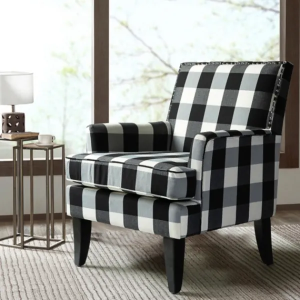 Accent Chairs-Kirkland's Home Black And White Buffalo Check Armchair Black/White