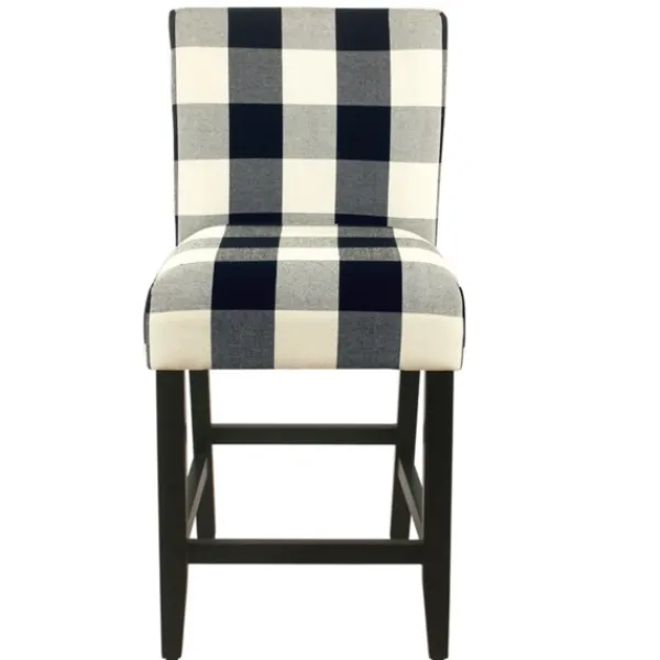 Bar Stools & Counter Height Stools-Kirkland's Home Black And White Buffalo Check Counter Stool Black/White